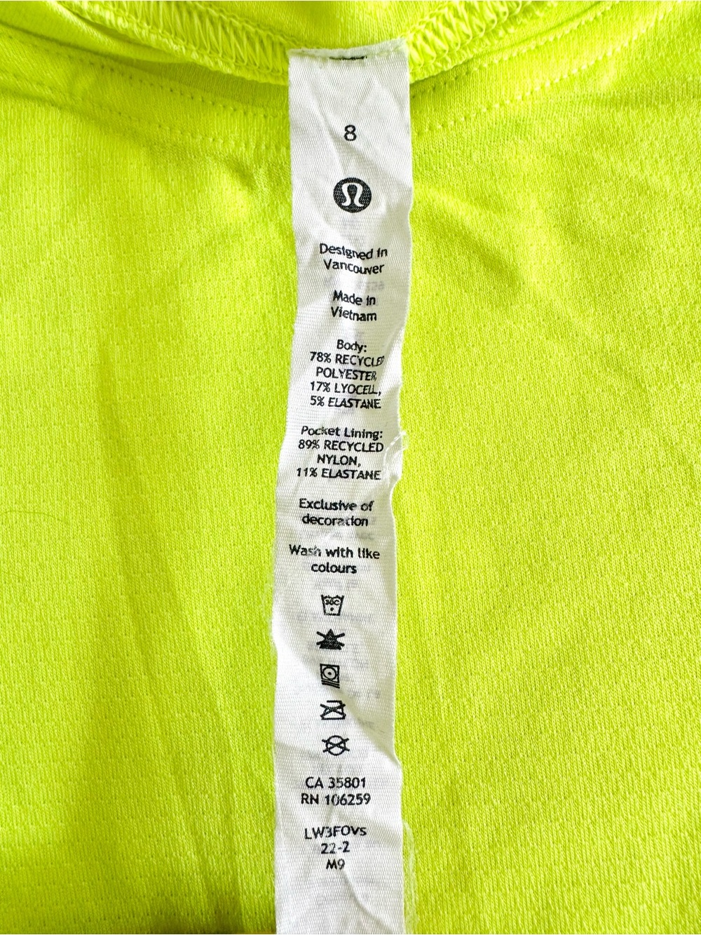 Lululemon Lightweight Cinch Hem Hiking Tee Neon Highlight Yellow Women Size 8 - Picture 9 of 13